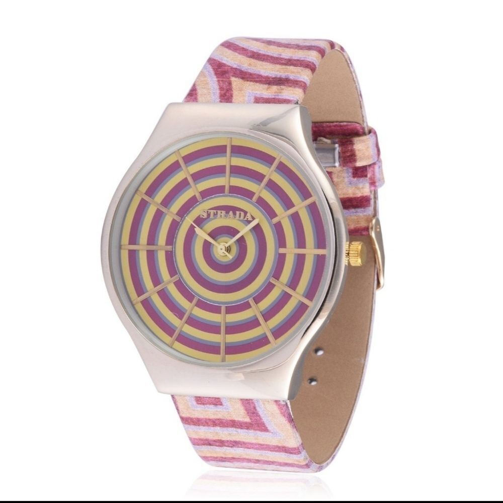 STRADA Watch Faux Leather Pink Band